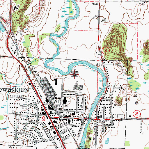 Topographic Map of Kewaskum Middle School, WI