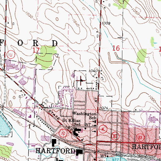 Topographic Map of Peace Evangelical Lutheran Church, WI