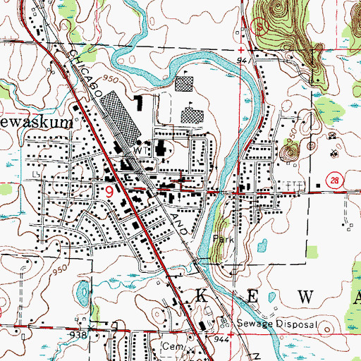 Topographic Map of Peace United Church of Christ, WI