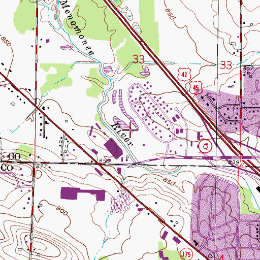 Topographic Map of Riversbend Golf Club, WI