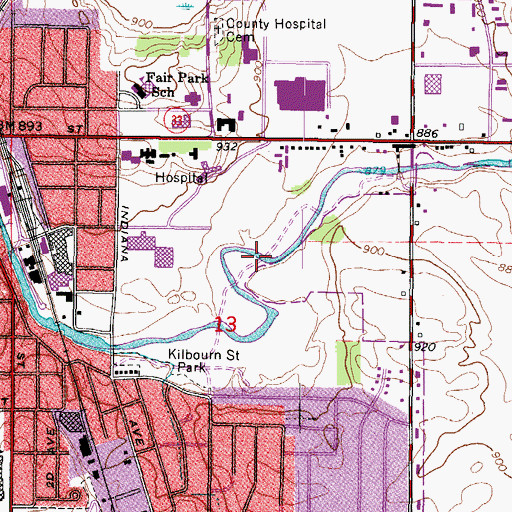 Topographic Map of Riverside Park, WI