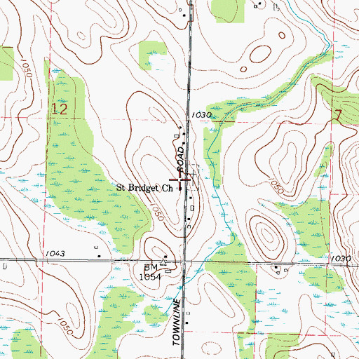 Topographic Map of Saint Bridget School (historical), WI