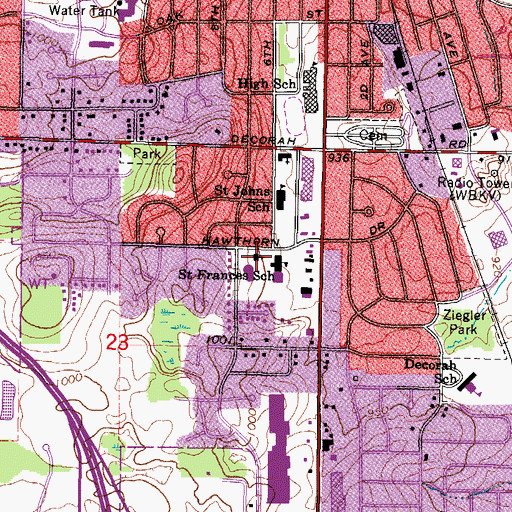 Topographic Map of Saint Francis Cabrini Catholic Church, WI