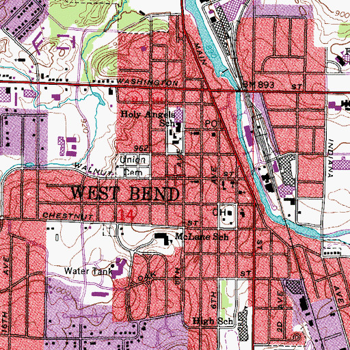 Topographic Map of Saint James Episcopal Church, WI