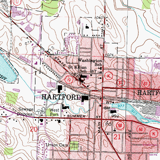 Topographic Map of Saint Kilian Roman Catholic Church, WI