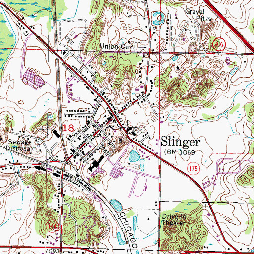 Topographic Map of Saint Peters Catholic Church, WI