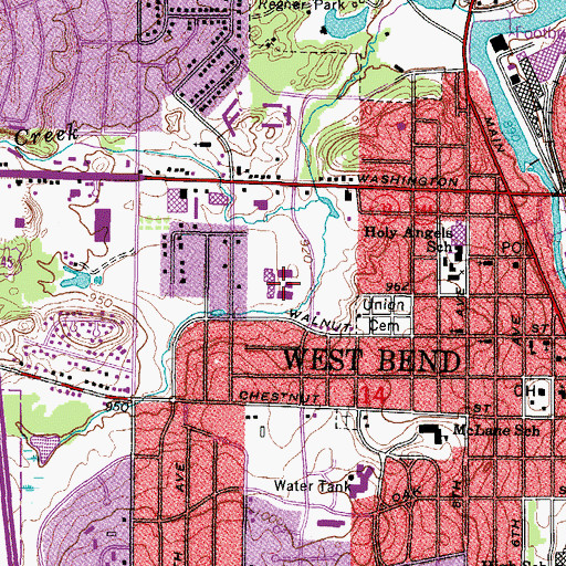 Topographic Map of Silverbrook Middle School, WI