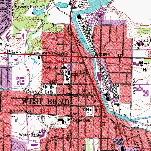 Topographic Map of Trinity Lutheran Church, WI