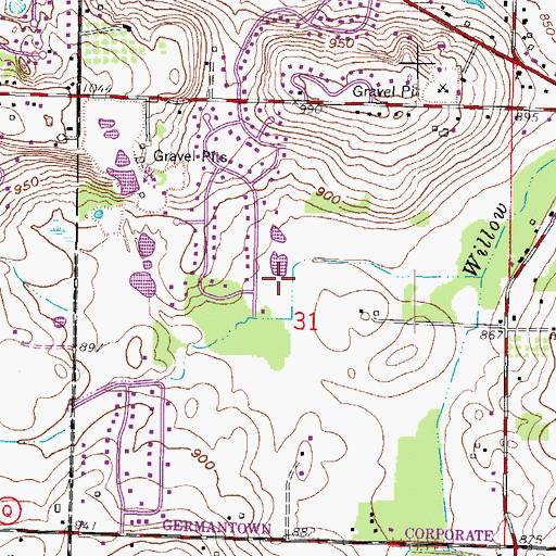 Topographic Map of Weidenbach Park, WI