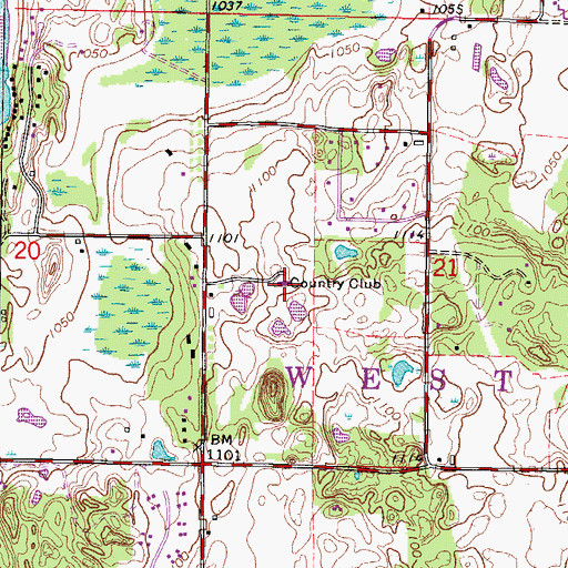 Topographic Map of West Bend Country Club, WI