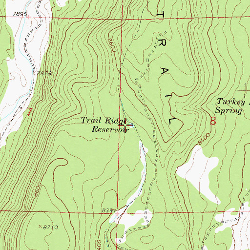 Topographic Map of Trail Ridge Reservoir, CO
