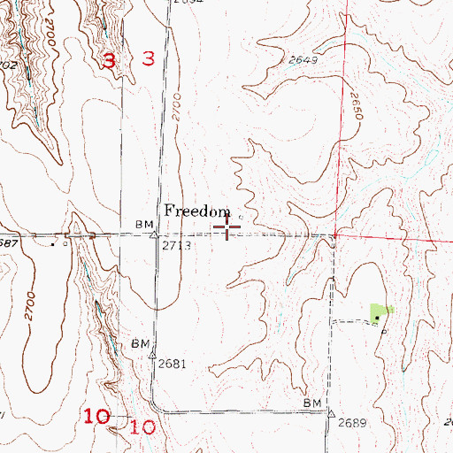 Topographic Map of Freedom Post Office (historical), NE