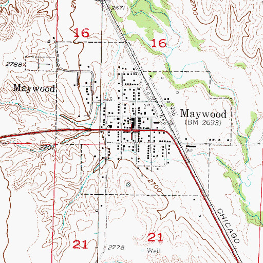 Topographic Map of Maywood, NE