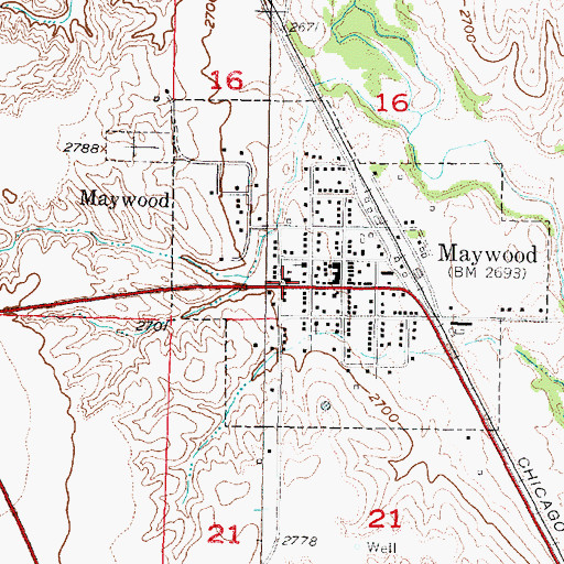 Topographic Map of Maywood Public Schools, NE