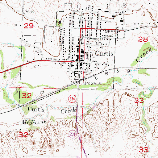 Topographic Map of Curtis, NE