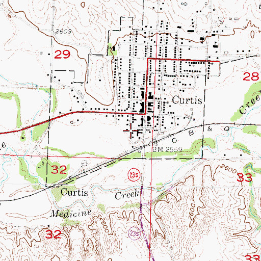 Topographic Map of Curtis Volunteer Fire Department, NE