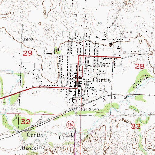 Topographic Map of Frontier County Sheriff's Office, NE