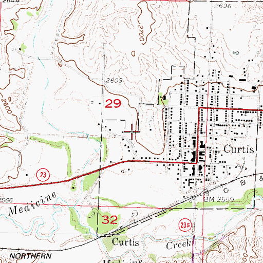 Topographic Map of Medicine Valley Junior-Senior High School, NE