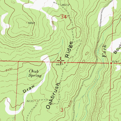 Topographic Map of Oakbrush Ridge, CO