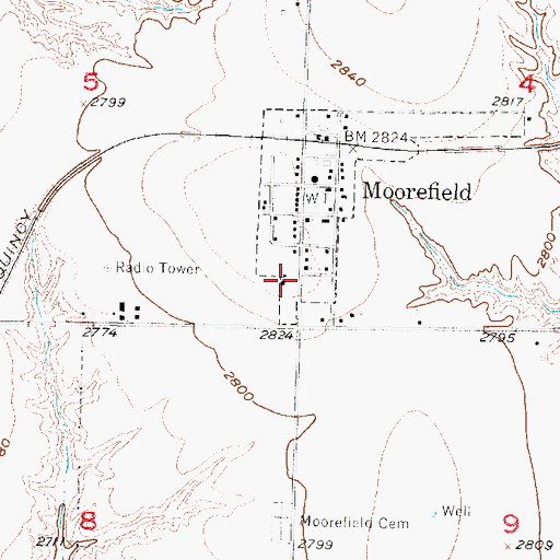 Topographic Map of Moorefield Public School (historical), NE