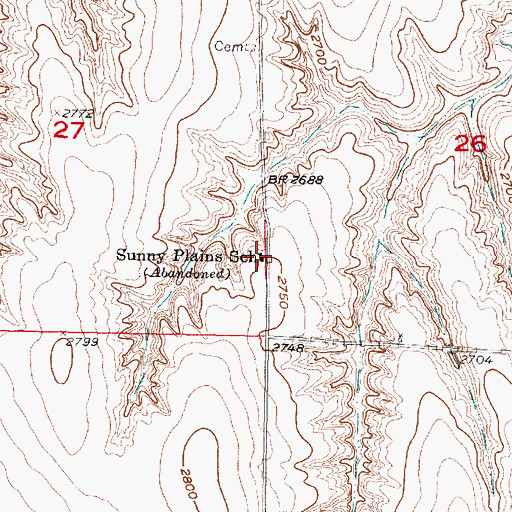 Topographic Map of Sunny Plains School (historical), NE