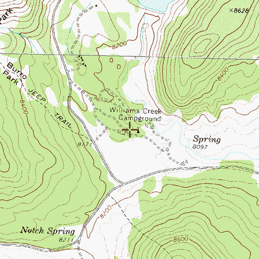 Topographic Map of Williams Creek Campground, CO