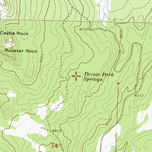 Topographic Map of Divide Park Springs, CO