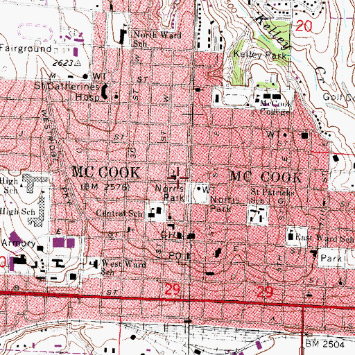 Topographic Map of McCook Public Library, NE
