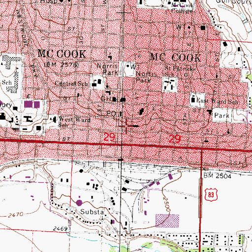 Topographic Map of McCook Eye Clinic, NE