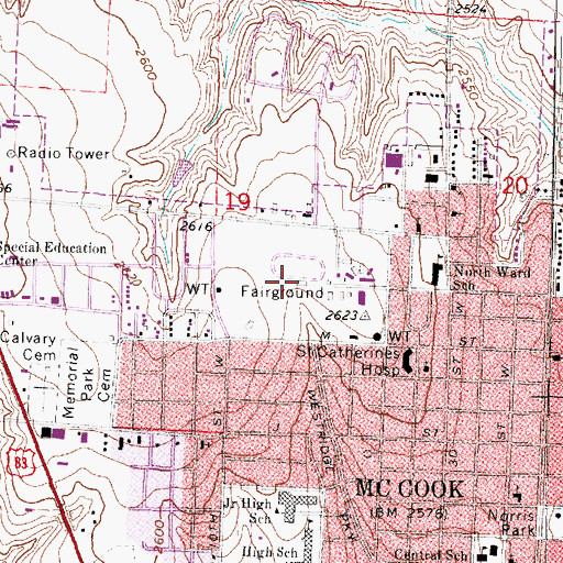 Topographic Map of Red Willow County Fairgrounds, NE