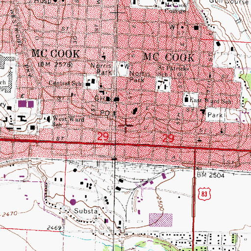 Topographic Map of McCook Beauty Academy, NE