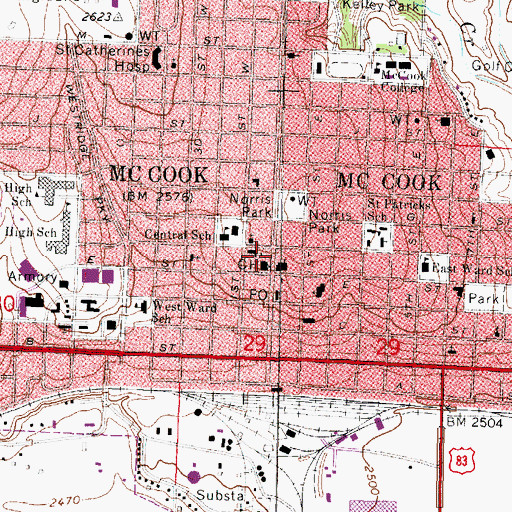 Topographic Map of Red Willow County Sheriff's Office, NE