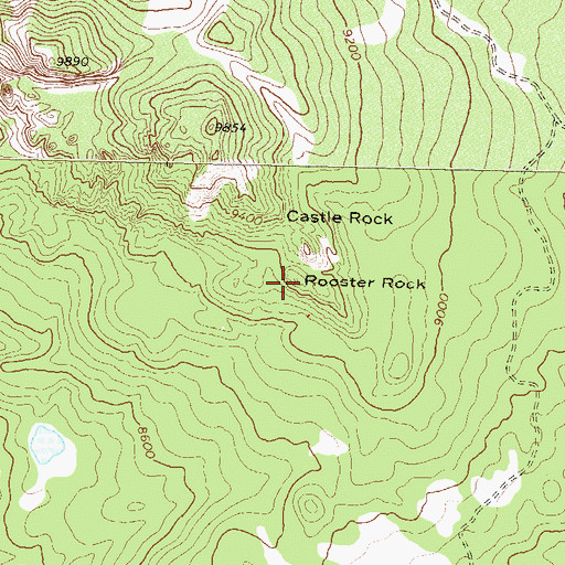 Topographic Map of Rooster Rock, CO