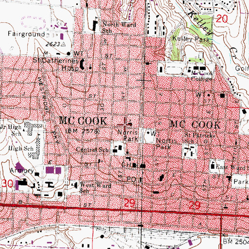 Topographic Map of First Christian Church, NE