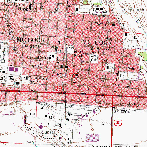 Topographic Map of First Congregational Church, NE