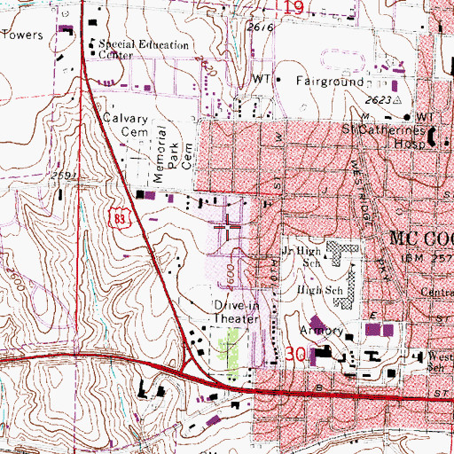 Topographic Map of McCook Presbyterian Church, NE