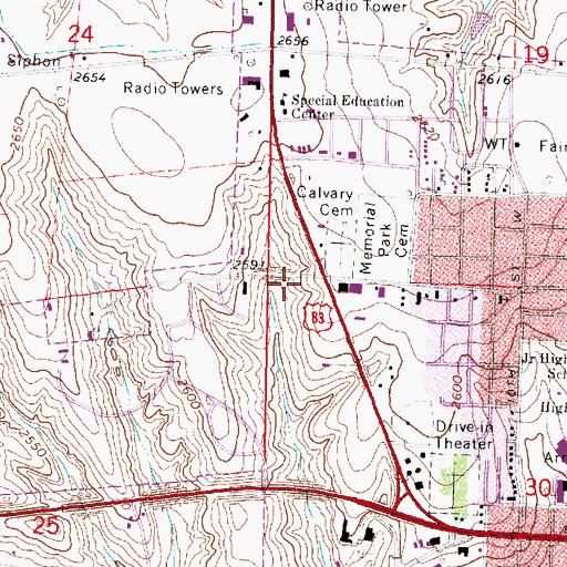 Topographic Map of Kingdom Hall of Jehovas Witnesses, NE