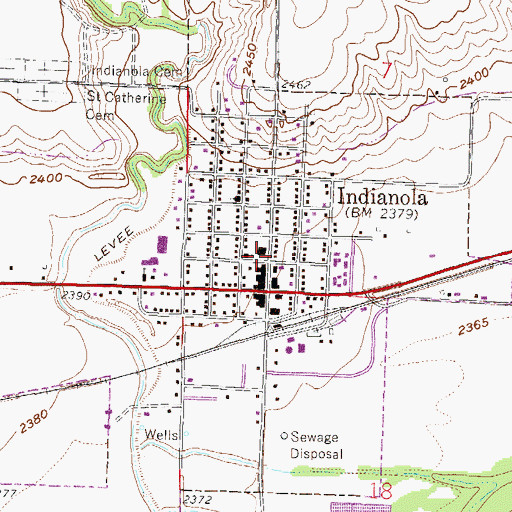 Topographic Map of Indianola Post Office, NE