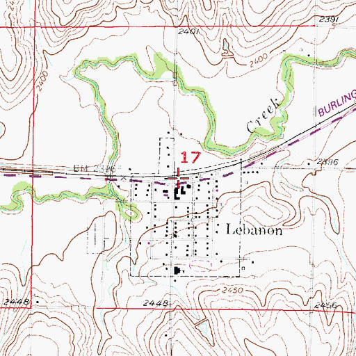 Topographic Map of Lebanon, NE