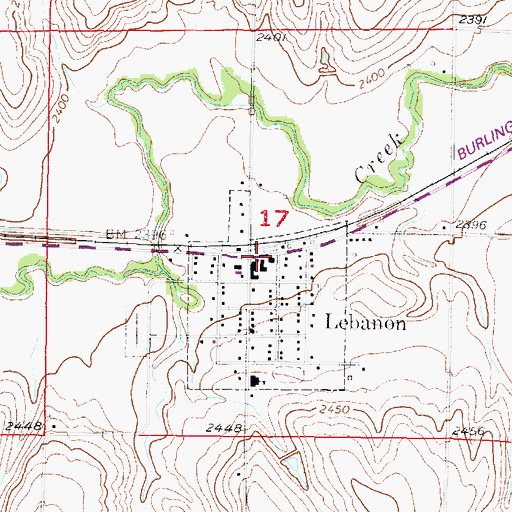 Topographic Map of Lebanon Post Office, NE