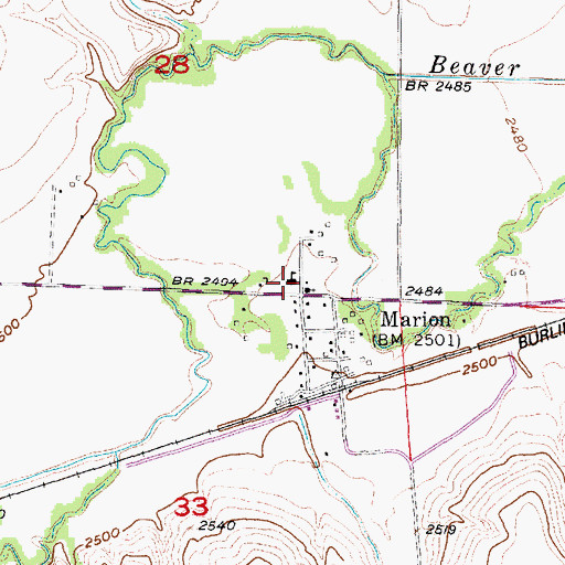 Topographic Map of Marion Public School, NE