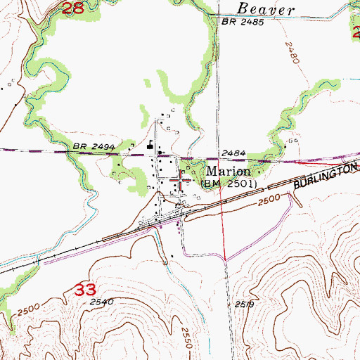 Topographic Map of Marion Post Office, NE