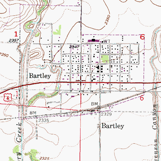 Topographic Map of Bartley Post Office, NE