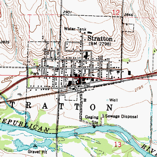 Topographic Map of Stratton, NE