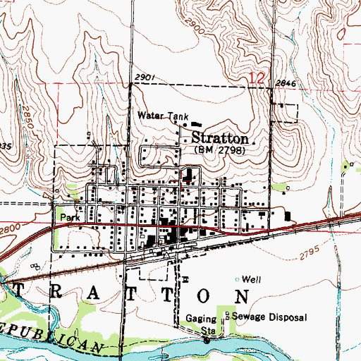 Topographic Map of Stratton Public Schools, NE