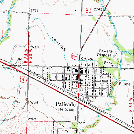 Topographic Map of Wauneta Palisade Junior High School, NE