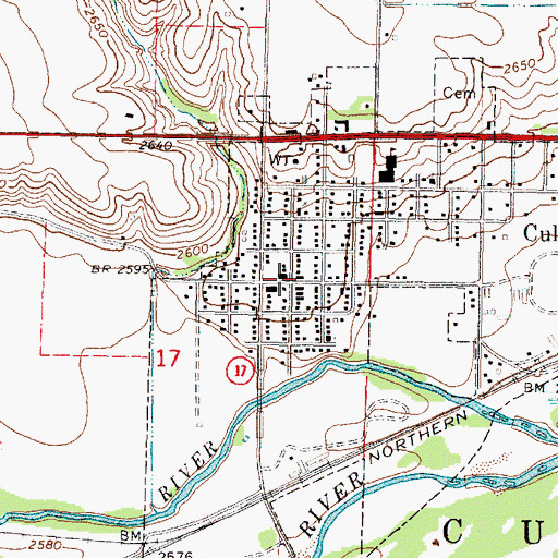 Topographic Map of Culbertson Public Library, NE