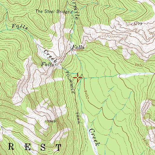 Topographic Map of Falls Creek, CO