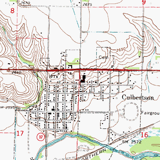 Topographic Map of Culbertson Public Schools, NE