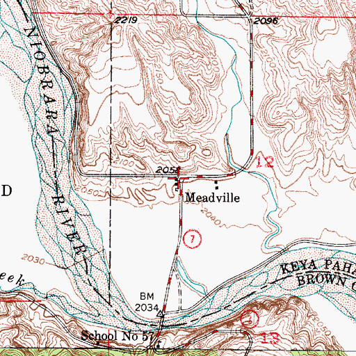 Topographic Map of Meadville Post Office (historical), NE